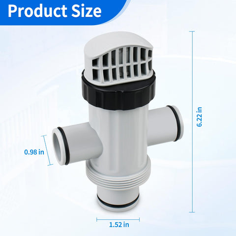 Dual Split Hose Plunger Valve For Intex Above Ground Pools And Pumps Replacement Pool Part Attachment with dimension labels