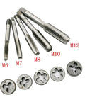 Top Notch 20-Piece Tap And Die Set With Alloy Steel M3 To M12 Metal Thread Drill Bits Plus Titanium Plated Screw Key For Auto Repair And Shop Work, M6-M12 taps and dies shown