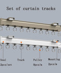 Heavy Curtain Tracks For Bay Windows With Silent Sliding Rods, Adjustable 3.3Ft To 19.7Ft Wall Or Ceiling Mount System In White