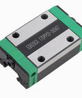 Heavy Duty EGH15CA Linear Rail Carriage Block with green ends and metal surface, designed for smooth sliding on EGR15 Guide Rail.