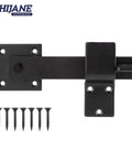 Heavy Duty 6 Inch Farm Flip Gate Latch For Outdoor Wood Fence And Barn Doors, Solid Black Gate Lock Hardware, with screws included