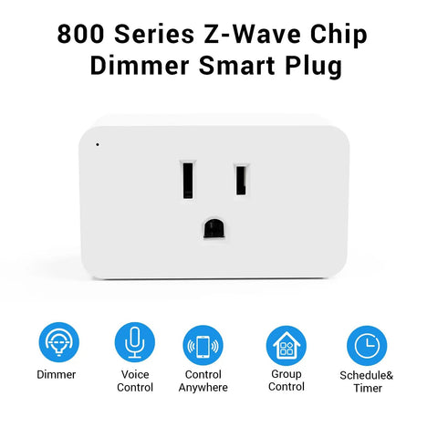 800 Series Z-Wave Chip Dimmer Smart Plug, Z Wave Outlet Dimmer 2 Pack With 800 Series LR Plug Extender, S2 Z Wave Device