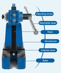 Straight Up Tough Cast Iron Manual Ratcheting Arbor Press, 3 Ton Heavy Duty Shop Press detailed parts view with labels.