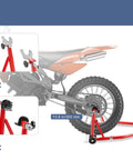 Heavy-Duty Front And Rear Paddock Stand Set With 850 Lb Capacity Bike Lift Wheel Stands Adjustable Swingarm Spool Forks