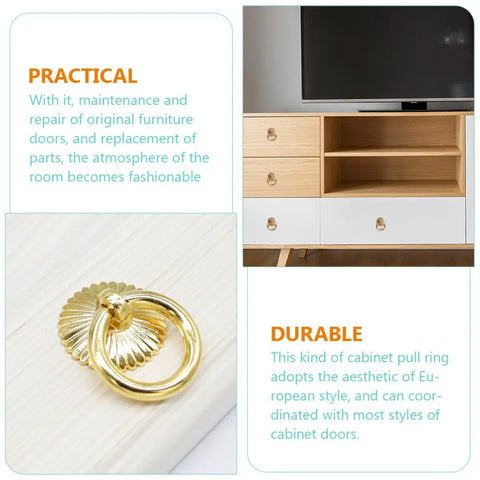 Dope Gold Cabinet Ring Pulls Set Of 6 For Dresser Drawers Wardrobes And Kitchen Cabinets Vintage European Style 29mm detail
