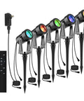 Color Changing Landscape Lights Multicolor Spotlight Set With Remote For Outdoor Garden Yard Lawn Tree Pool Use 5 Pack IP65 Waterproof Transformer Included