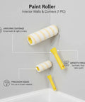 Pro Grade Paint Roller For Drywall And Smooth Ceilings With Dual Yellow Strip Cover For Streak Free Gliding Action On Large Flat Walls.