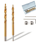 Pro Grade 3/8-Inch Twist Step Drill Bit with Hex Shank, adjustable depth stop ring, and tools for DIY woodworking.