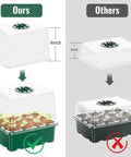 Comparison of 4-inch and 2-inch seed starter trays with dome, showing 5 Pack 60 Cell Seed Starter Trays With Built In Grow Light Kit Humidity Dome And Base Plug And Grow Indoor Seed Germination Kit For Easy Propagation And Seedling Growth In Your Home Greenhouse Garden System.