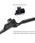 Black hydraulic brake lever for e-bike mountain bike, front brake, with adjustable lever travel and textured grip.