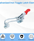 Beefy Two Pack Heavy Duty Toggle Latch Clamp 40323 M5 x 48mm Quick Release Pull Latches 400 Lbs Holding Capacity Galvanized Iron Hasp Clamps