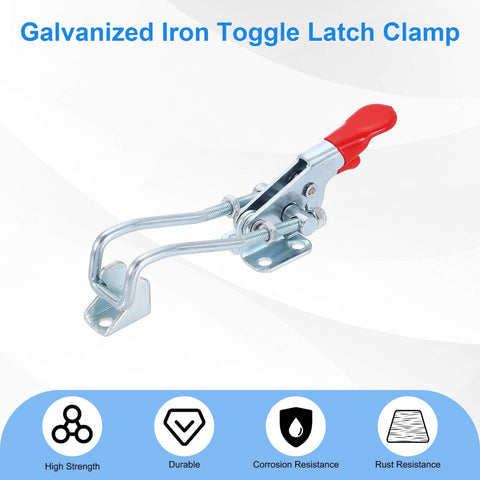 Beefy Two Pack Heavy Duty Toggle Latch Clamp 40323 M5 x 48mm Quick Release Pull Latches 400 Lbs Holding Capacity Galvanized Iron Hasp Clamps