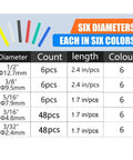 Heat Shrink Tubing Kit With 114 Pieces, Three To One Adhesive Lined, Marine Grade Waterproof, Six Colors, Size Chart