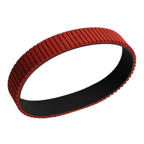 Top Notch Red Rubber Conveyor Belt Wheel With Transverse Grooves For High Speed Card Feeder Counting Right Hand Bevel Pinion Gears Built Tough With Grippy Rib Surface 360X30X7MM