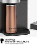 Plumbed Single Serve Office Coffee Maker With 150 Plus K Cup Varieties Brews Coffee Tea And Hot Cocoa showing travel mug compatibility.