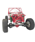 Front view of a red Beefy One Sixteenth Full Tube Metal RC Chassis Frame Roll Cage Upgrade for buggy cars C14 C24 and C24 1.