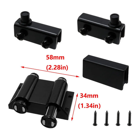 Stainless Steel Glass Door Pivot Hinge With Magnetic Catch Closure And Clamp Set For 5 to 6 Millimeter Glass ABS Black Finish