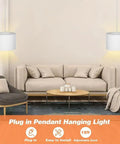 Plug And Play Pendant Light With Smart Color Changing Bulb And Wireless Remote Hanging Lamp For Farmhouse Decor, 15ft cord.