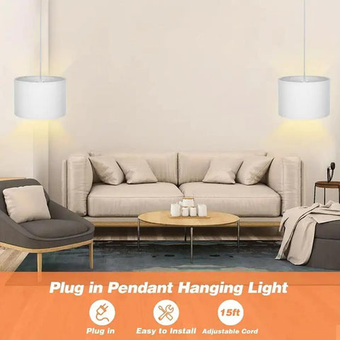 Plug And Play Pendant Light With Smart Color Changing Bulb And Wireless Remote Hanging Lamp For Farmhouse Decor, 15ft cord.