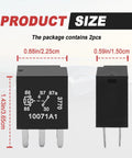 Beefy 12V Five Pin Car Fuel Pump Relay Kit size comparison with measurements for plug and play installation.