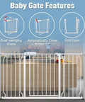 Extra Wide Pressure Mount Baby Gate with Auto Close And Hold Open featuring dual-swinging doors with kitchen backdrop