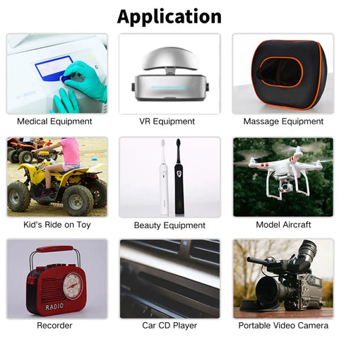 Grid of various applications for the Ultra Tiny Mini Linear Resonant Actuator Vibe Motor, including medical and VR equipment.