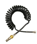 Heavy Duty Air Compressor Hose With 1 4 Inch Quick Release Couplers No Kink Nonsense Tubing, coiled design, oil and grease proof.