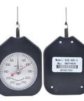 Double Needle Dial Tension Meter Grams Force Tensiometer For DIY And Machine Shop, Portable Plastic Gauge For Accurate Spring Load Testing, Valve Micro Switch And Electronic Component Diagnostics, front and back view