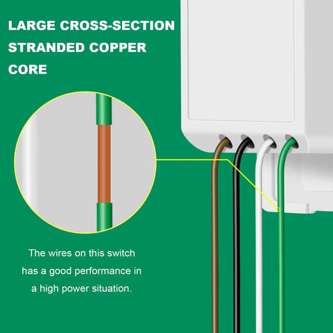 Diagram highlighting copper wiring in No Neutral Needed Smart Light Switch 2 Pack for Alexa and Google Home Voice Control Ready Single Pole