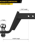 Diagram of Trailer Hitch Mount With Two Inch Ball For Two Inch Receiver, Six Inch Drop, Rock Solid Towing Up To Seven Thousand Five Hundred Pounds
