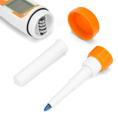 Digital pH Tester For Food With Spear Probe, Great For Sourdough Starter And Dough Fermentation, orange cap and probe visible
