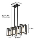 Dope Farmhouse Rectangle Chandelier For Dining Rooms And Kitchen Islands, 31.5 Inch Modern Linear Hanging Light Fixture In Matte Black