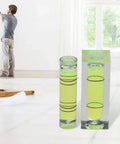 2pcs for mini for spirit Level Set Horizontal Bubble Vial For Picture Hanging Wall Art Calibration, plastic green liquid, rectangular and cylinder shape.