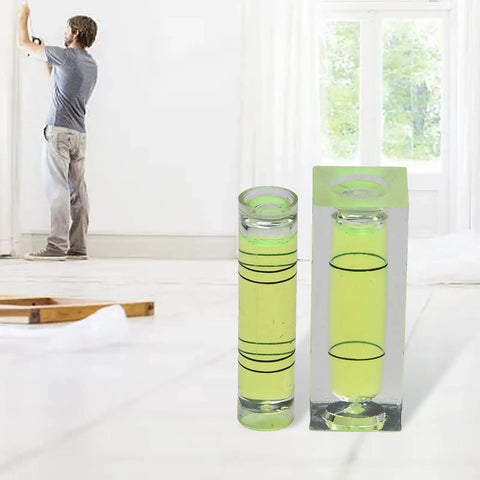 2pcs for mini for spirit Level Set Horizontal Bubble Vial For Picture Hanging Wall Art Calibration, plastic green liquid, rectangular and cylinder shape.