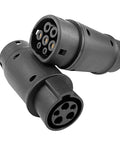 Hella Reliable EV Charger Adapter J1772 To Type 2 Socket IEC 62196 connectors side view with multiple pins.