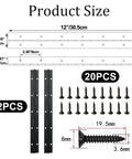 Two Pack 12 Inch Piano Hinges In Stainless Steel Black Heavy Duty For Doors Cabinets Woodworking And Marine Applications Durable Quiet Operation Ideal For Hiding Joints And Providing Extra Support Includes 24 Screws with product size diagram