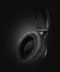 Close-up of Open Back Over Ear Wired Headphones With 50mm Neodymium Drivers Black Studio Monitor Quality Detachable Cable Replaceable Memory Foam Earcushions