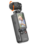 Pocket POV Camera With 180 Degree Rotating Lens, One-Tap Recording, 32GB Memory, 7 Hour Battery, Dark Gray, Display On
