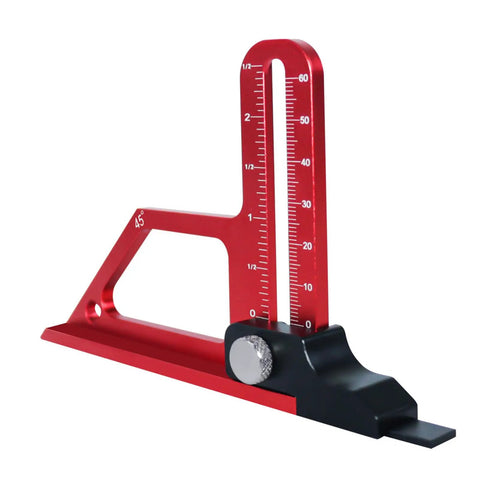 0 To 60mm Height Gauge For Woodworking 45 Degree Precision CNC Machined Depth Tool With Anodized Aluminum Scale in red, front view