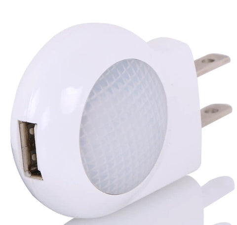 Portable Plug In 0.7W Travel LED Night Light Two Pack White Ultra Low Power Night Lamp With Narrow Design That Fits Outlets