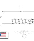 Diagram of Number Eight By One And One Quarter Inch Round Washer Head Pocket Hole Screw With Square Drive Bit Included Extra Coarse