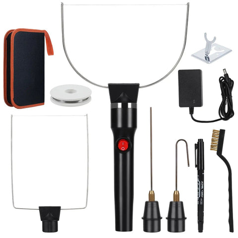 Go To 4 In 1 Foam Cutter Set With Hot Wire Knife Electric Styrofoam Cutter Tool, includes four cutting wands, power supply, brush, and accessories.