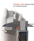 Caliper measuring 8mm thickness of Heavy Duty 10 Series L Bracket Connector Kit for 1010 Aluminum Extrusion