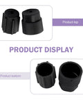Product display of 10 Pack A/C Valve Core Port Caps for Most Cars, Heavy-Duty ABS Plastic, top and bottom view, black caps.