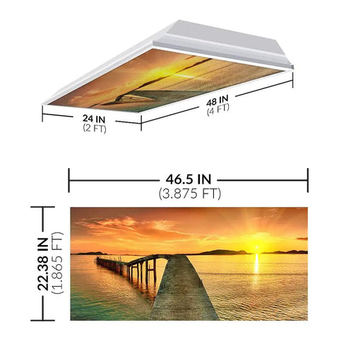 2x4 Fluorescent Light Covers For Classroom Ceiling Fixtures Beach Vibe 4 Pack, 22.38 Inches By 46.5 Inches, Easy Slip-In Panels
