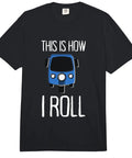 Fresh Tuk Tuk Rickshaw And Retro Vespa Transport Print On A Relaxed Fit Heavyweight Adult Cotton Tee in navy.