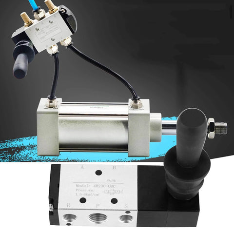 Five Port Three Position Manual Pneumatic Control Valve With Hand Lever 0 To 0.8 MPa Range Inlet PT1/4 Exhaust G1/8 Model 4H230-08