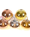 Gradient Gold Glass Globe Pendant Light For Kitchen Island Dope Glow Sphere Fixture in metallic finishes, illuminated.