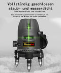 Green Laser Level With 5 Line Projection And 360 Degree Self Leveling Ultra Bright Outdoor Alignment Tool With Five Beam Spots Rotating Digital Lithium Ion Battery High Capacity For Precise Layout, IP54 waterproof body