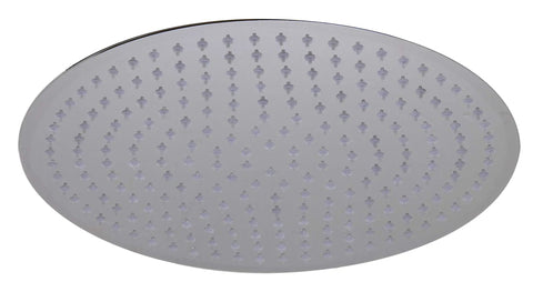 16 Inch Solid Round Ultra Thin Rain Shower Head in Polished Stainless Steel With Swivel Adapter Mirrored Finish Clear Rubber Nozzles